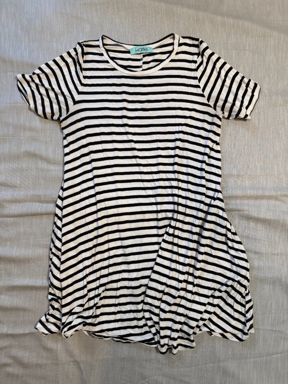 Boutique Karlie Black & White Striped Knit Dress with Pockets